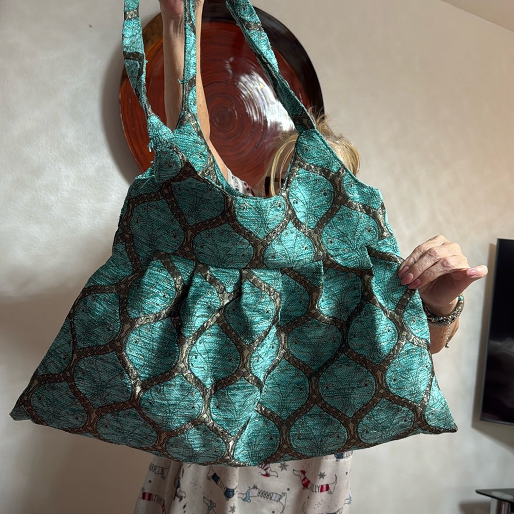 Beautiful turquoise fabric bag